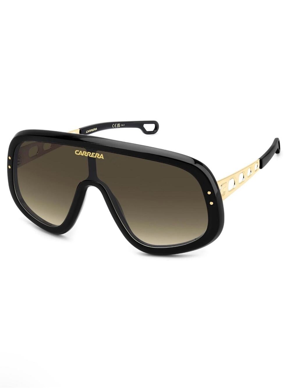 NEW!!! Carrera FLAGLAB17 02M286 Oversized Shield Sunglasses in Black/Brown